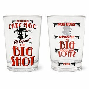 Vintage Chicago Gangster Shot Glass Mob Boss Novelty Barware Retro Man Cave Deco